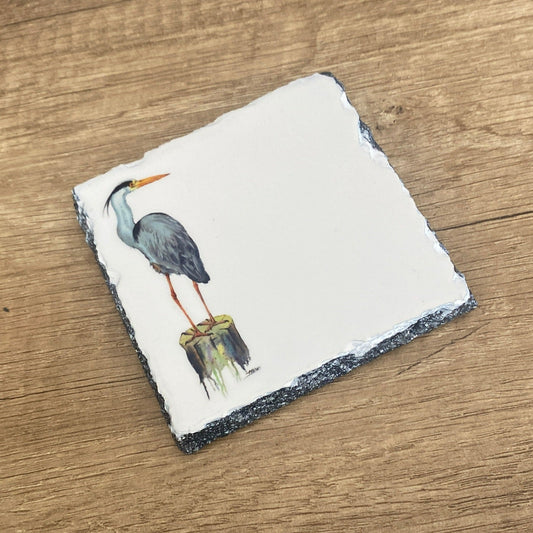'Lookout Post' Heron Luxury Slate Coaster