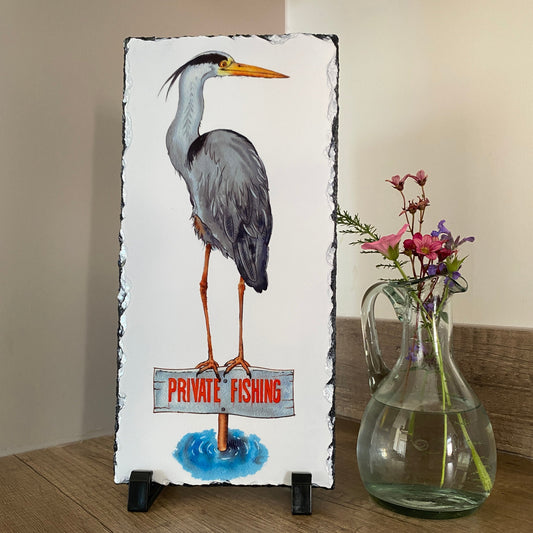 private-fishing-heron-decorative-rock slate