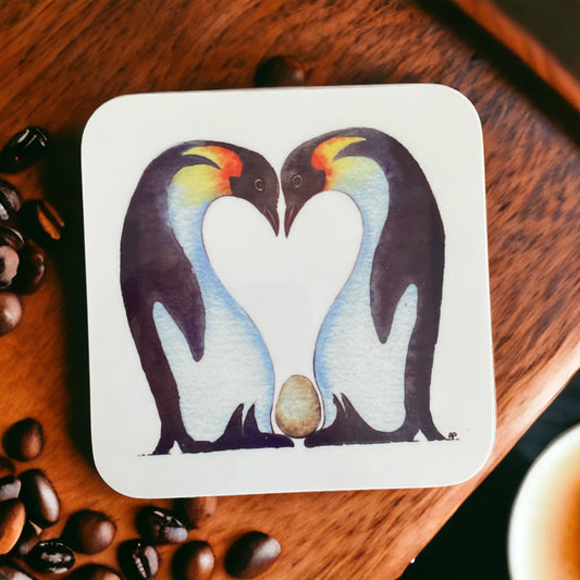 'In Love' Emperor Penguins Coaster