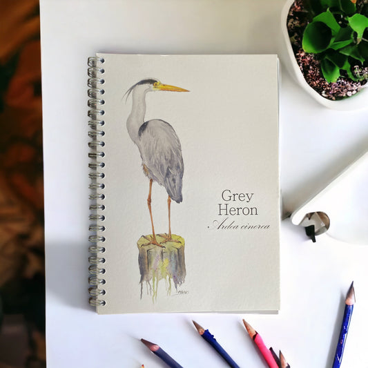 'Lookout Post' Grey Heron A5 Notebook
