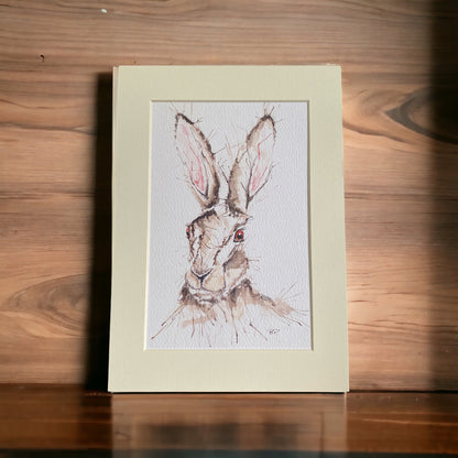 European hare artwork print brown hare