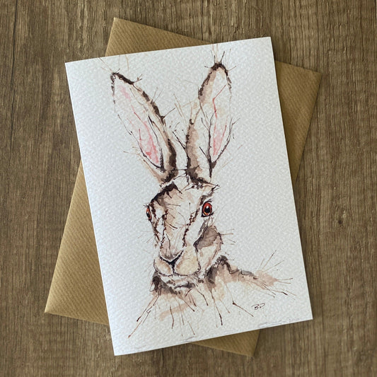 European brown hare plain greetings card