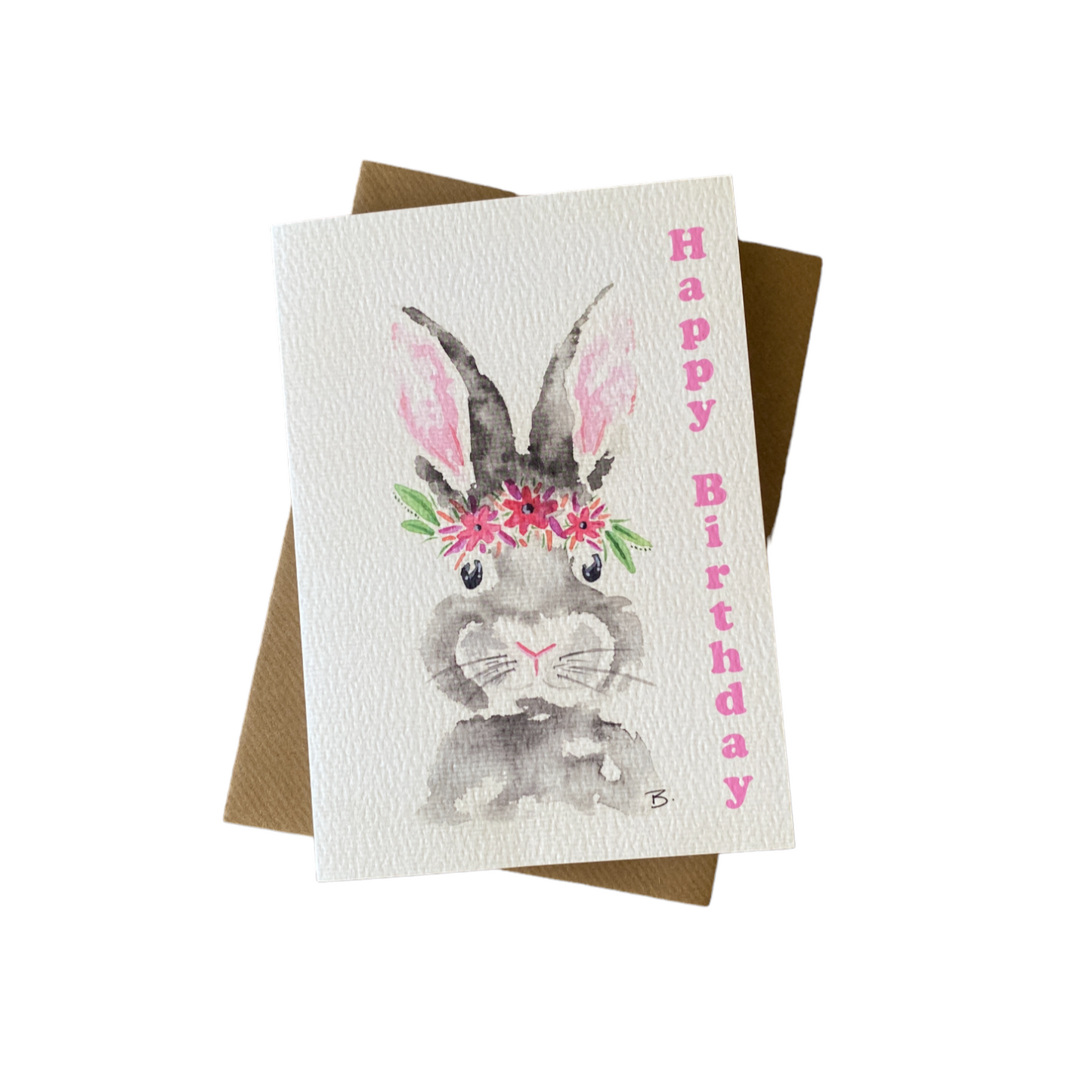 Floral Bunny Birthday Card