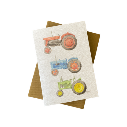 'Trio of Tractors' card