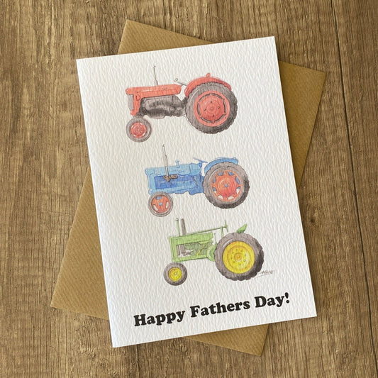 Happy fathers day trio of tractors cards