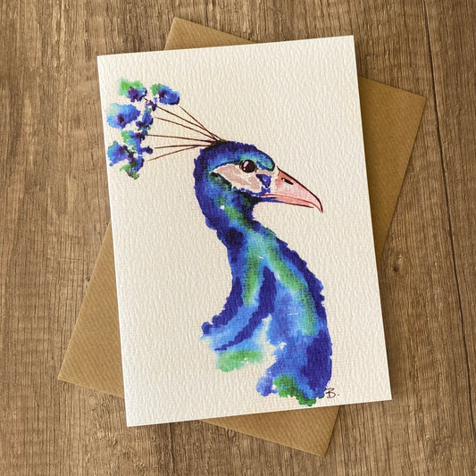 Plain peacock card