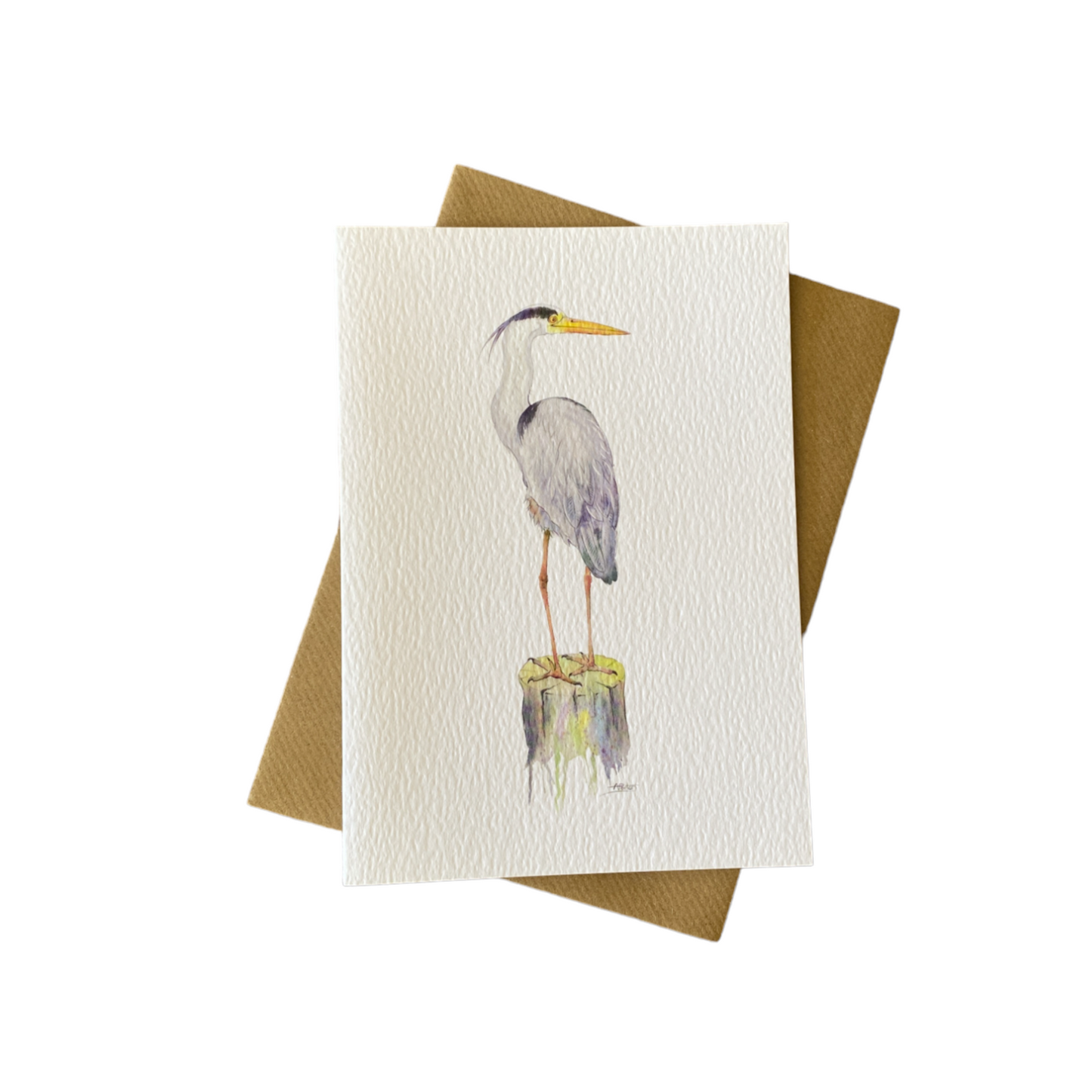 'Lookout Post' Grey Heron Greetings Card