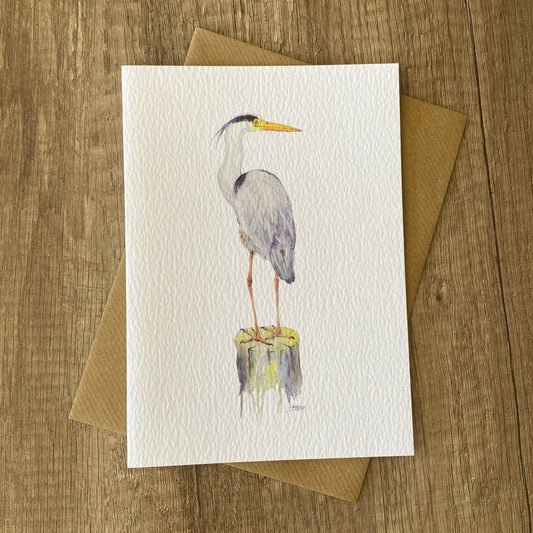 Lookout post heron plain blank card
