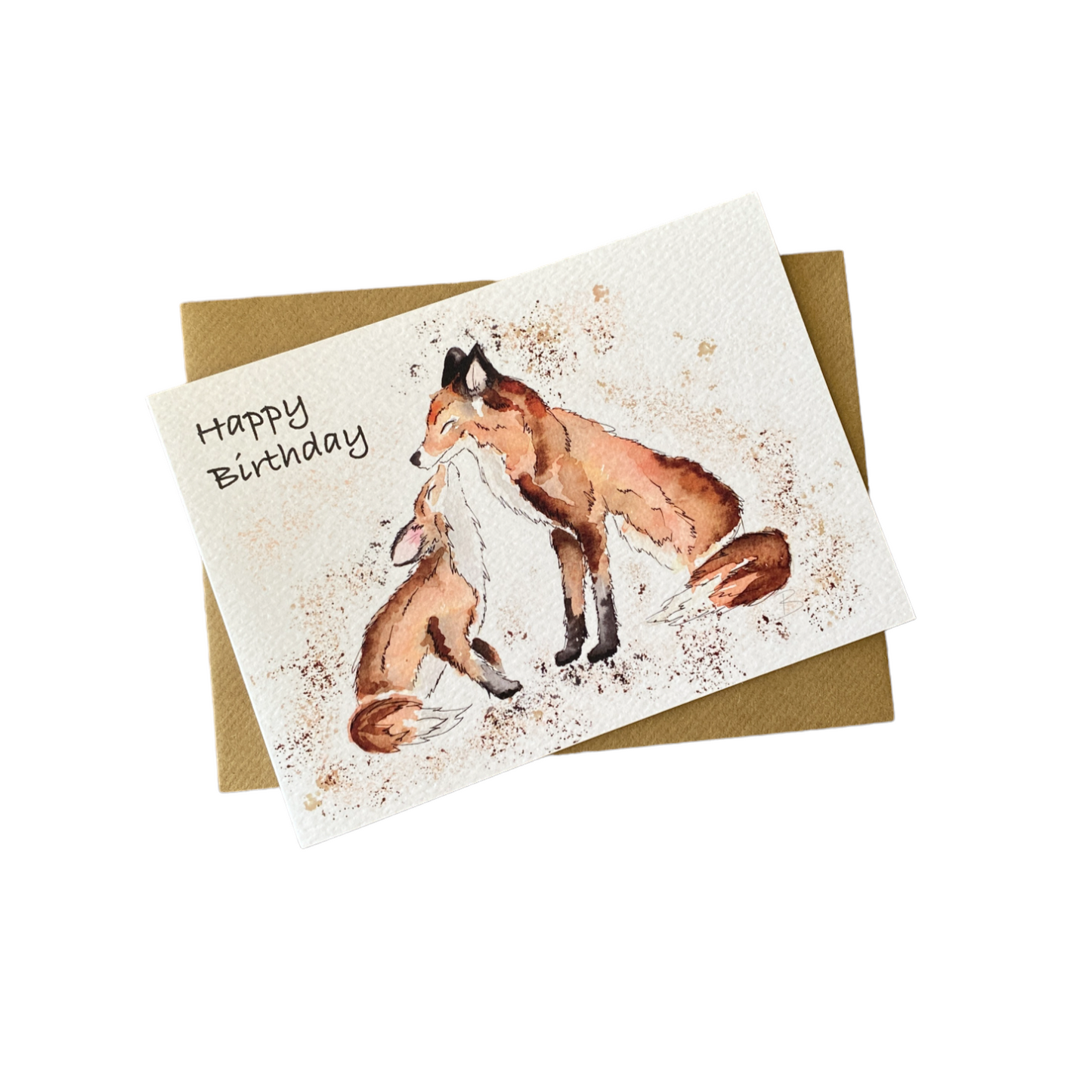Fox and Cub Birthday Card