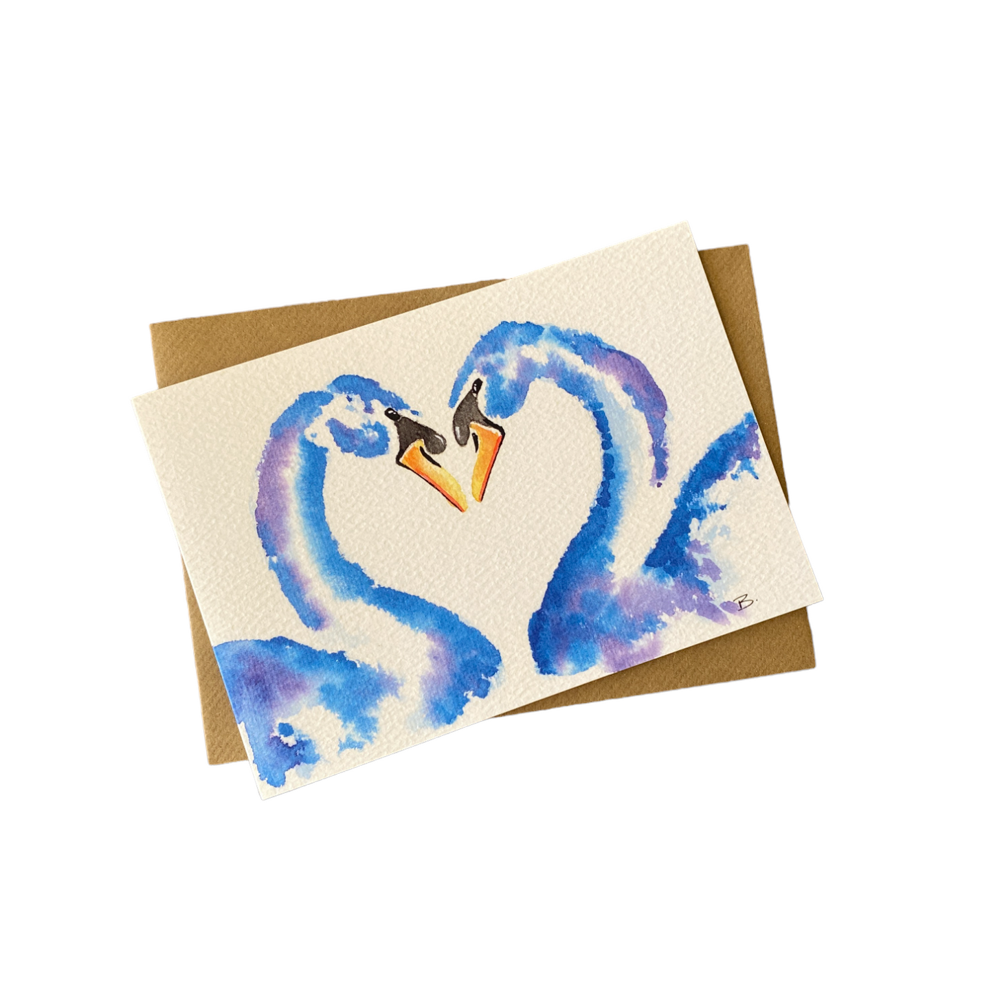 Blue Swans Blank Greetings Card