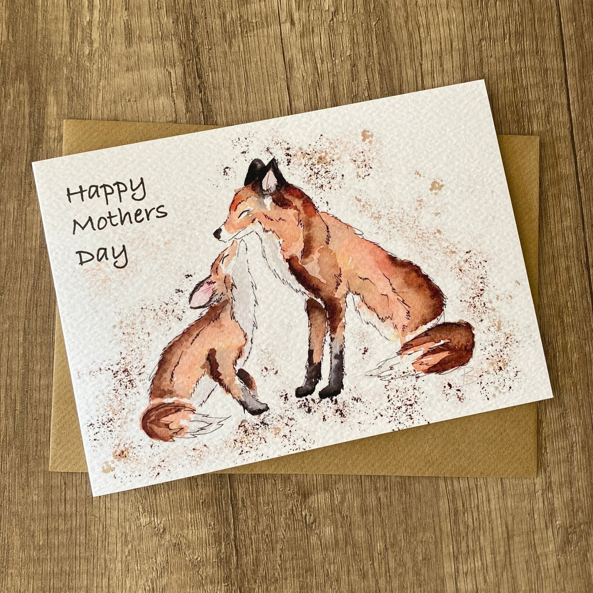 Happy mothers day fox and cub greetings card
