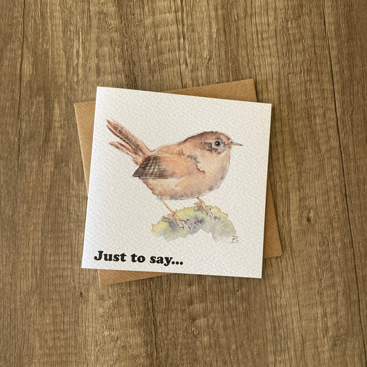 bustling little wren just to say notecard