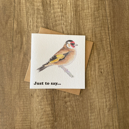 sweet gold goldfinch just to say notecard