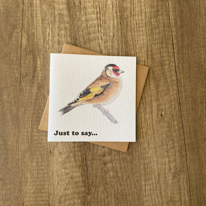 sweet gold goldfinch just to say notecard