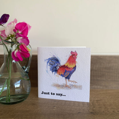 Handsome chap rooster just to say notecard