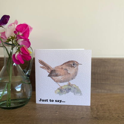 bustling little wren just to say notecard