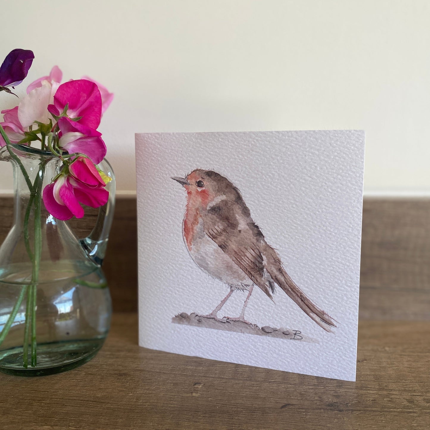 Plain robin greetings card