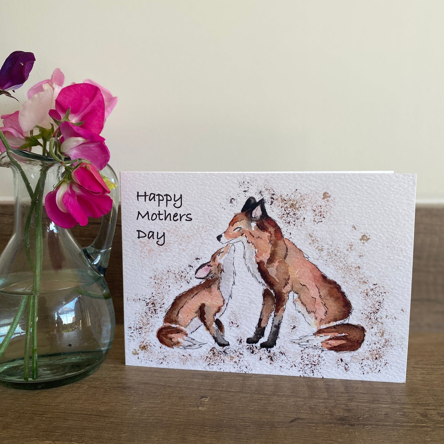 Happy mothers day fox and cub greetings card