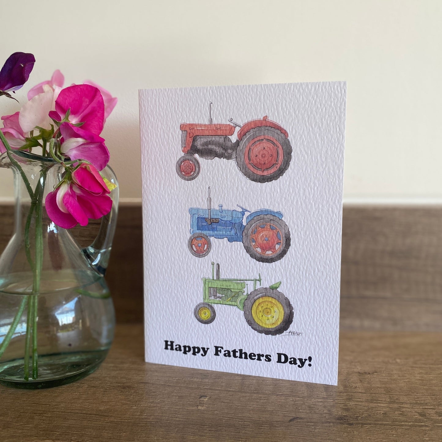 Happy fathers day trio of tractors card