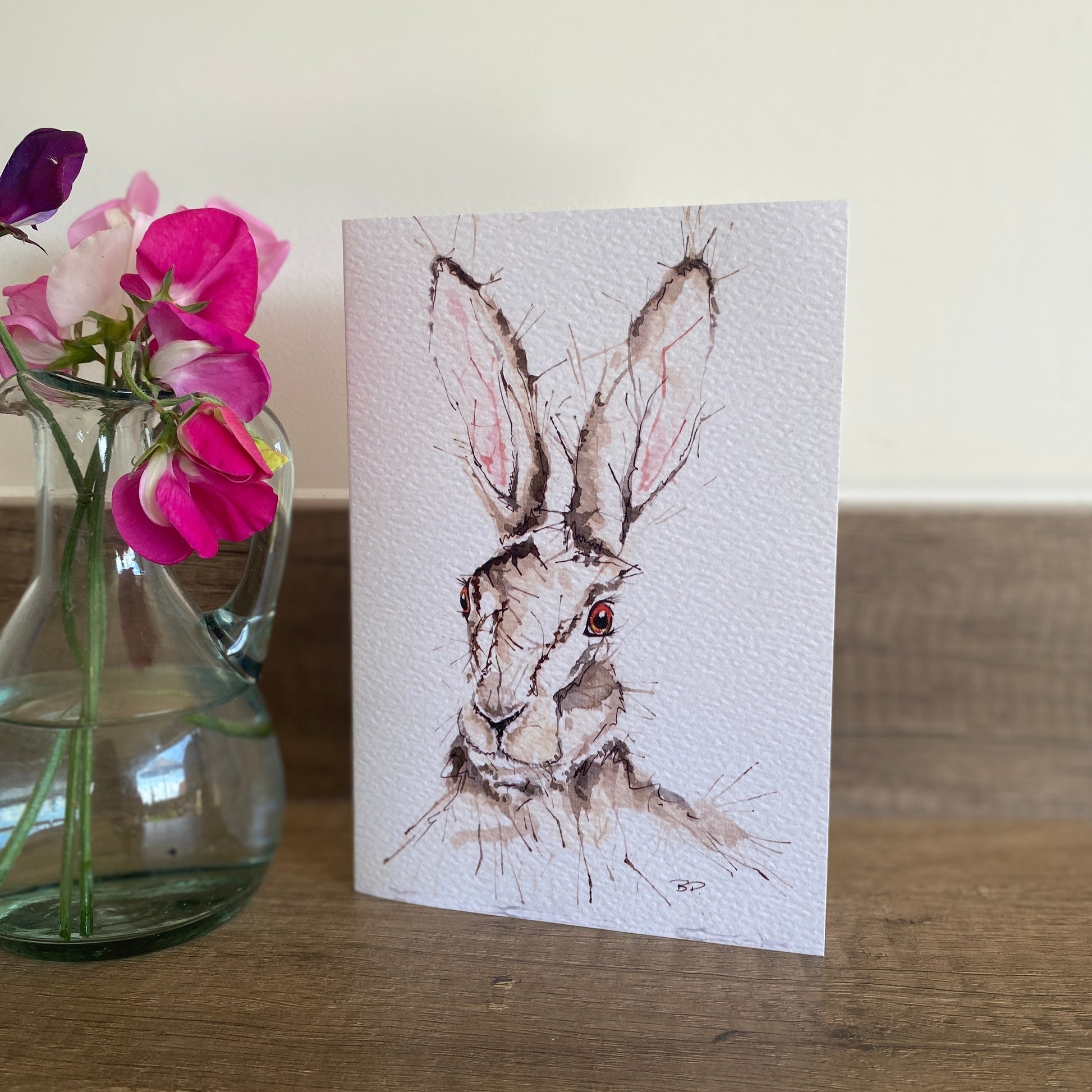 European brown hare plain greetings card