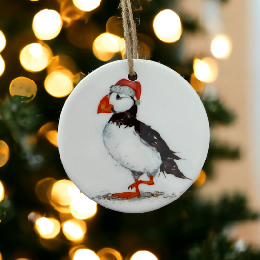 Have a puffin good christmas ceramic ornament, Christmas decoration, festive