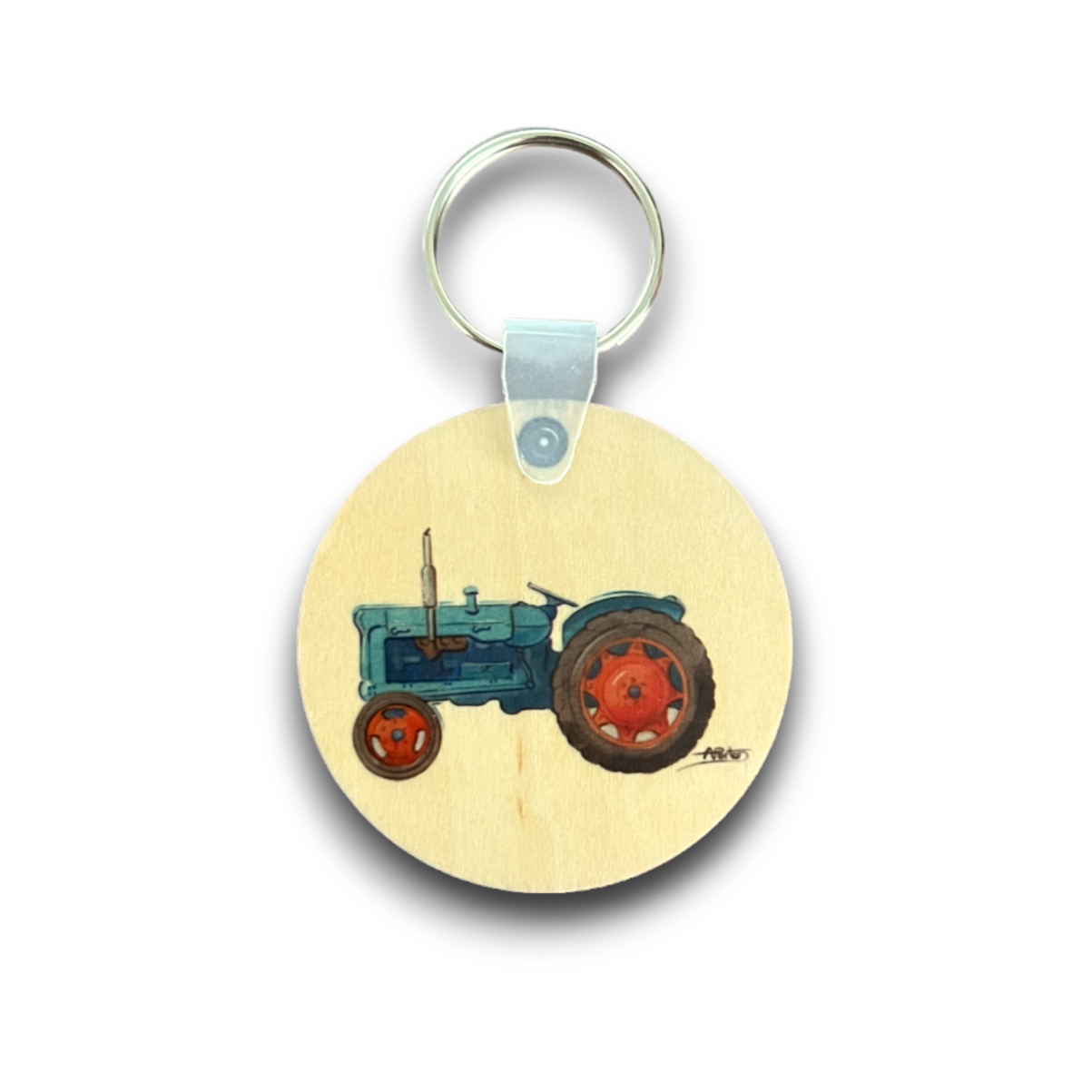 Blue tractor keychain
