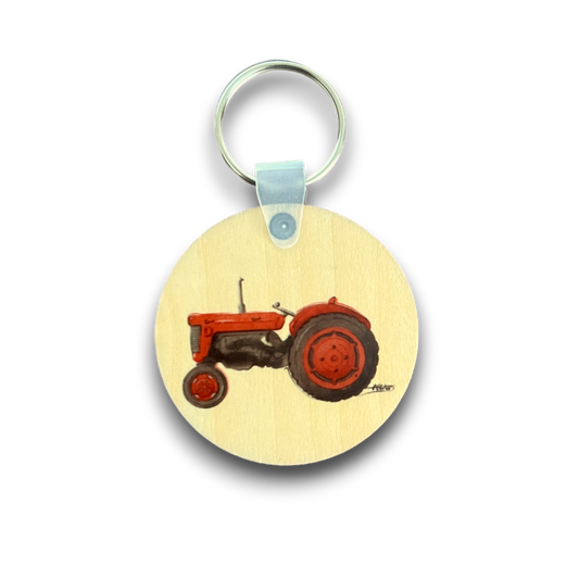 Red tractor keychain