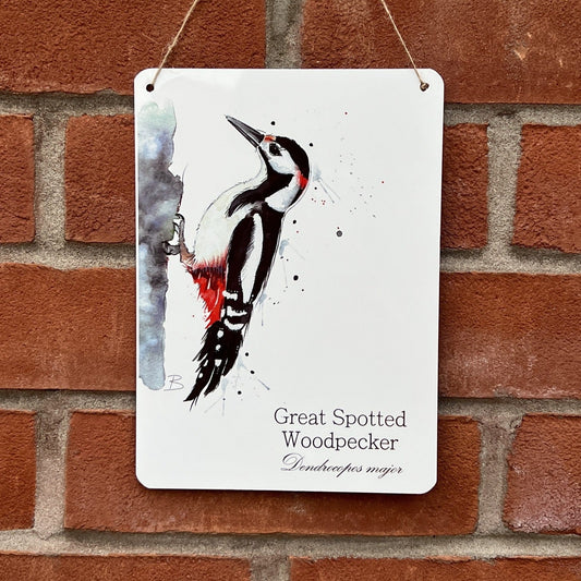 'Greater Spotted Woodpecker' - Decorative Metal Wall Sign