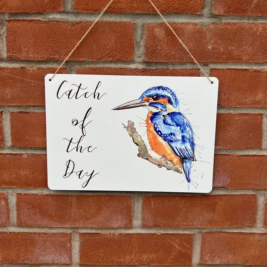 'Catch of the Day' - Kingfisher Decorative Metal Wall Sign