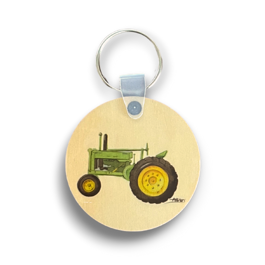 Green tractor keychain