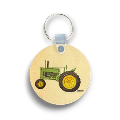 Green tractor keychain