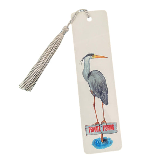 'Private Fishing' Heron Metal Bookmark