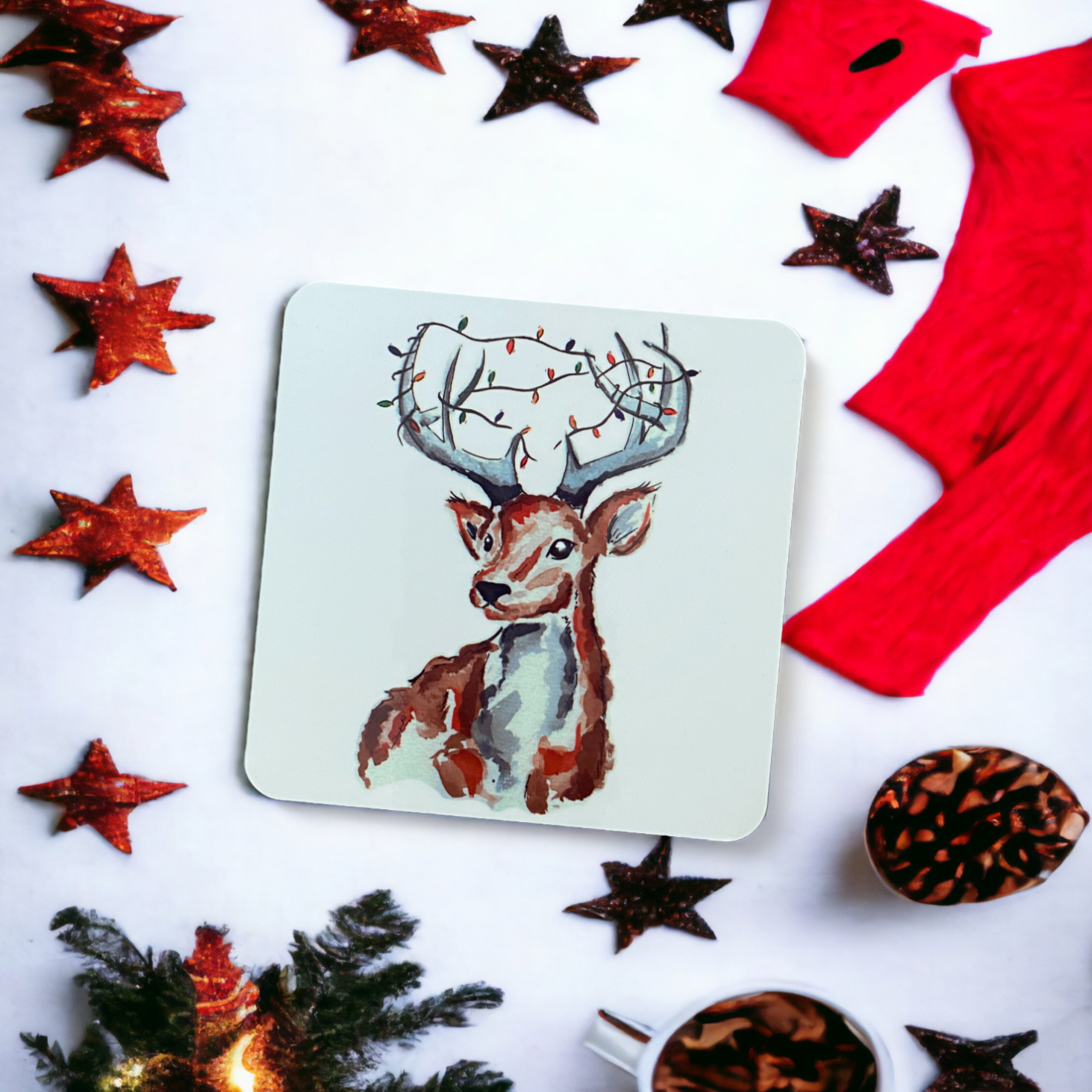 Light up, vixen mdf christmas coaster